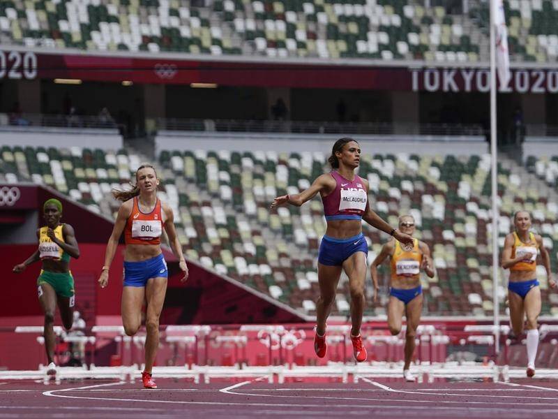 Sydney McLaughlin has smashed her own world record in the Olympic women's 400m hurdles final.