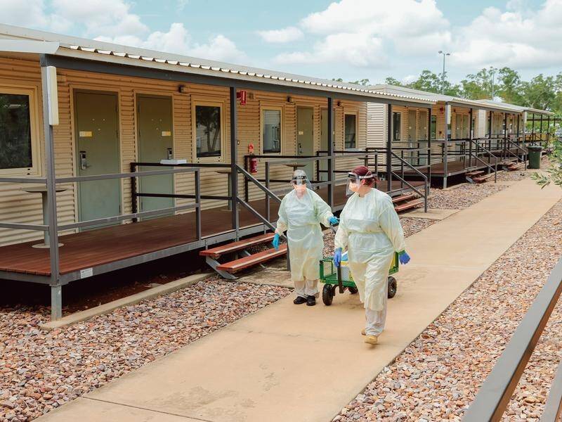 A coroner will investigate the deaths of three people while quarantined at Howard Springs. (Glenn Campbell/AAP PHOTOS)