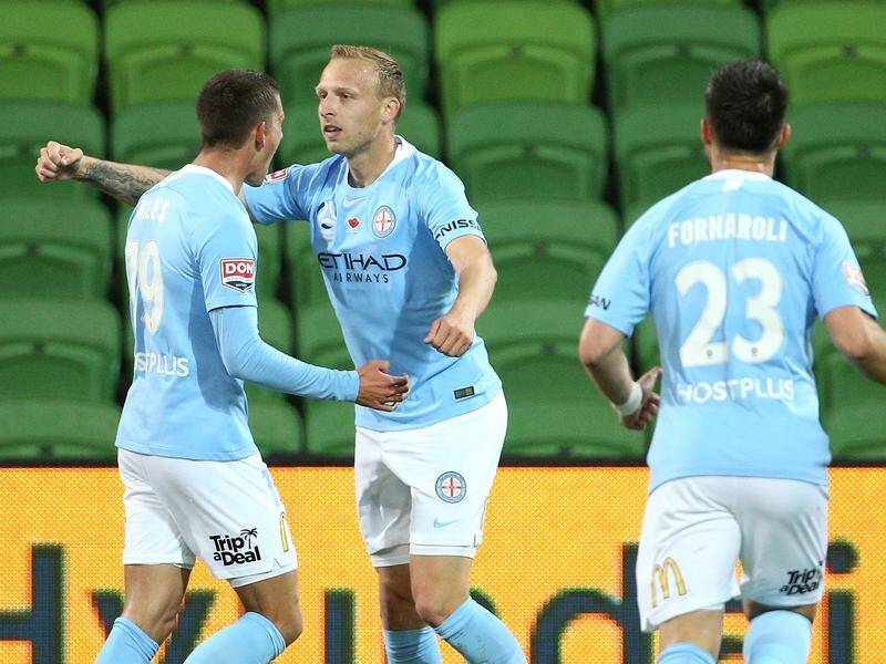 Marque signing Ritchie de Laet (C) says Melbourne City aren't far off their best in the A-League.