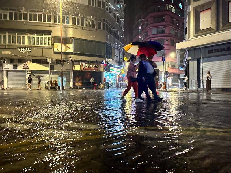 Continued torrential rains have been hitting Hong Kong following Typhoon Haikui. (EPA PHOTO)