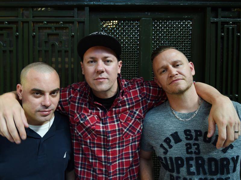 Daniel Smith (right) of the Hilltop Hoods was taken to hospital after allegedly being glassed.
