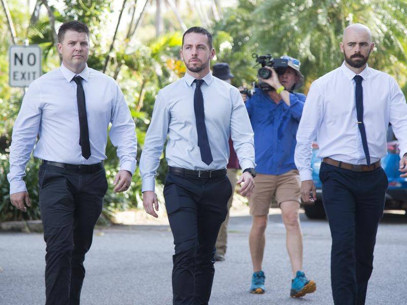 Zachary Rolfe (second left) went on a US military training course before joining the NT police.