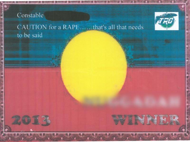 One of the award certificates linked to claims of racism within Northern Territory Police. (HANDOUT/NT CORONER'S COURT)