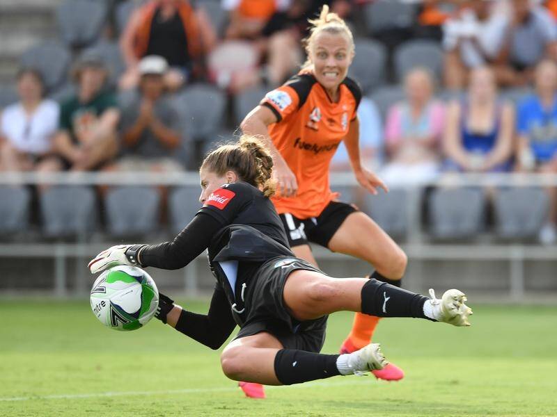 City 'keeper Teagan Micah makes another fine save to deny Brisbane in their goalless W-League clash.