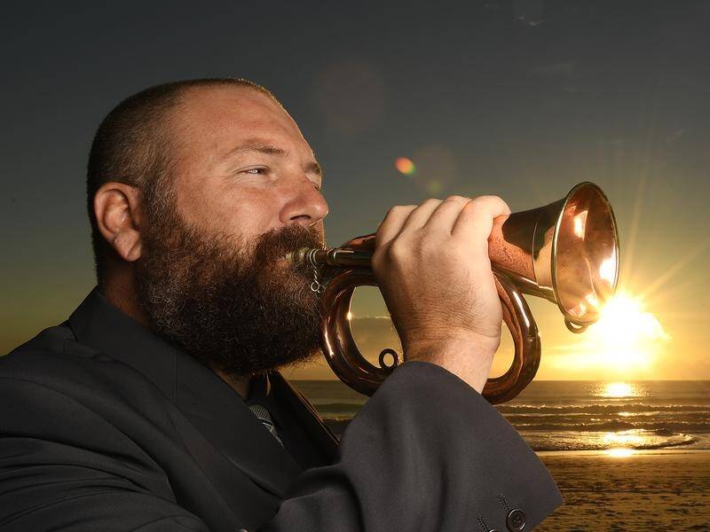 Adam Turner will play his grandfather's WWII bugle at an Anzac Day dawn service on the Gold Coast.