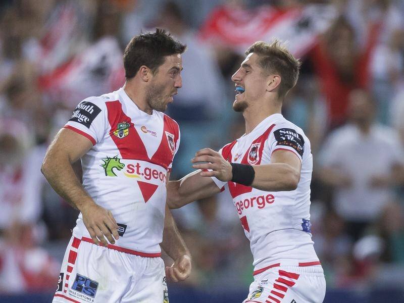 St George Illawarra's Zac Lomax (R) knows he'll have to wait to play fullback this NRL season.