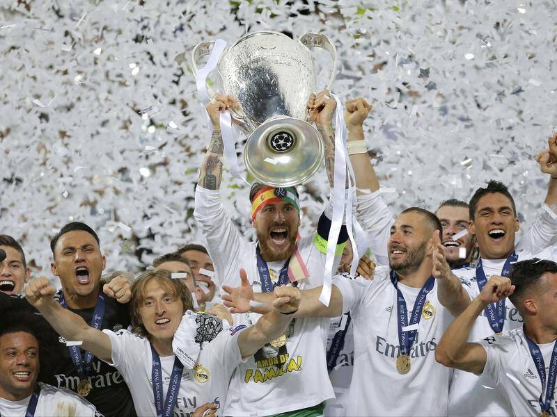 Sergio Ramos, here lifting the 2016 Champions League trophy, has said an emotional farewell to Real.