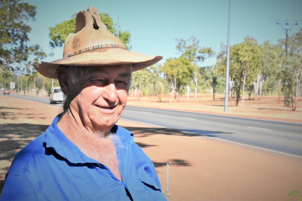 Jim Ashworth at his usual post on the Stuary Highway north of Katherine.