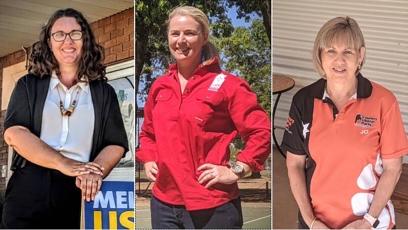 Mel Usher of Territory Alliance, Kate Ganley for Labor, and Jo Hersey for the Country Liberal Party.
