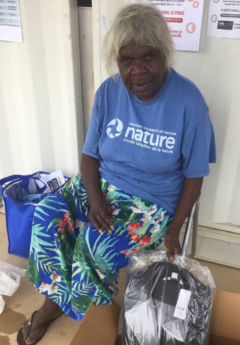 Elizabeth Maureen shows off a new garment at the event in Barunga.