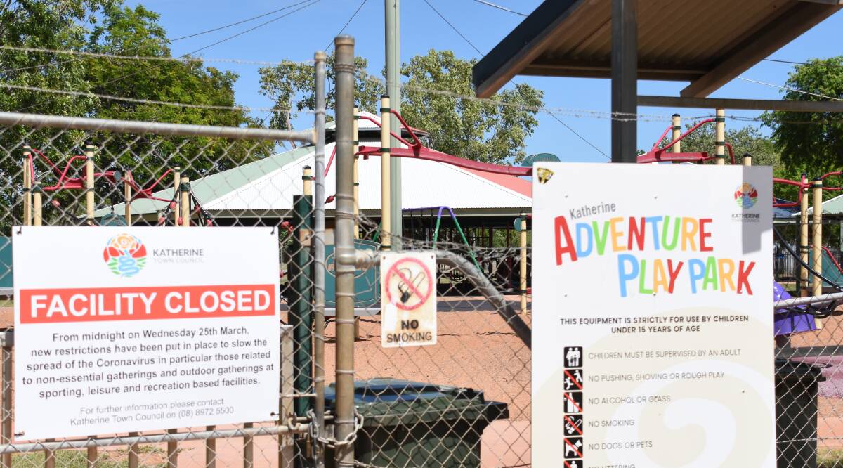 A large sign and padlock now bar entry into Adventure Play Park.