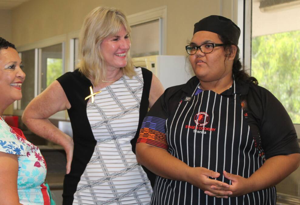 BUDGET PLANS: Education minister Eva Lawler visited Katherine students earlier this year. 