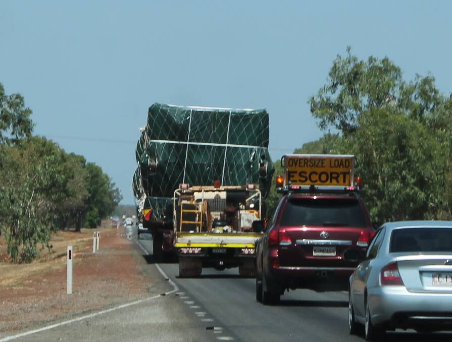What appears to be another part of the treatment plant was seen cruising down the Stuart Highway yesterday. 