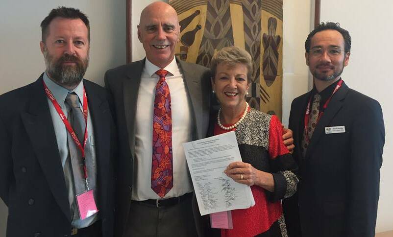 BIG SMOKE: Anthony Bartlett, Warren Snowdon, Mayor Fay Miller and chief executive officer Rob Jennings spent yesterday at Parliament House. Picture: supplied. 