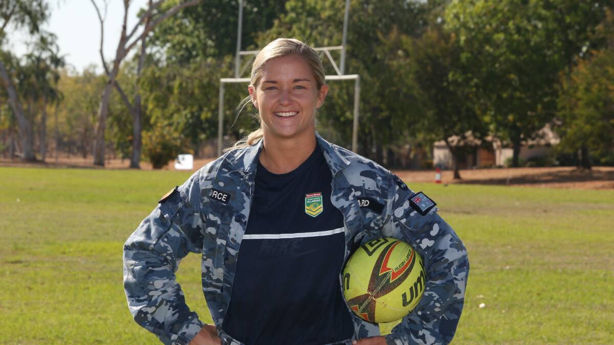 TOP GIRL: Tindal RAAF firefighter Ward made her international debut this year in the rugby league world cup. 