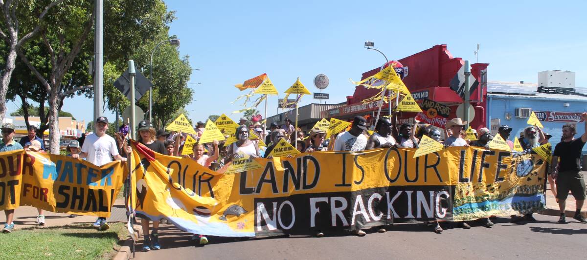 NO FRACKING: Last year more than 200 Katherine residents took to the streets to protest unconventional gas extraction in the Northern Territory. 