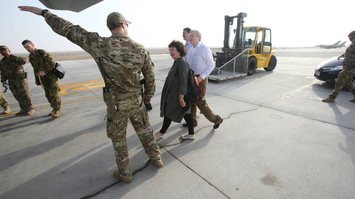 Prime Minister Kevin Rudd and his wife, Therese Rein, visit Australian troops in Afghanistan. Photo: Gary Ramage/pool