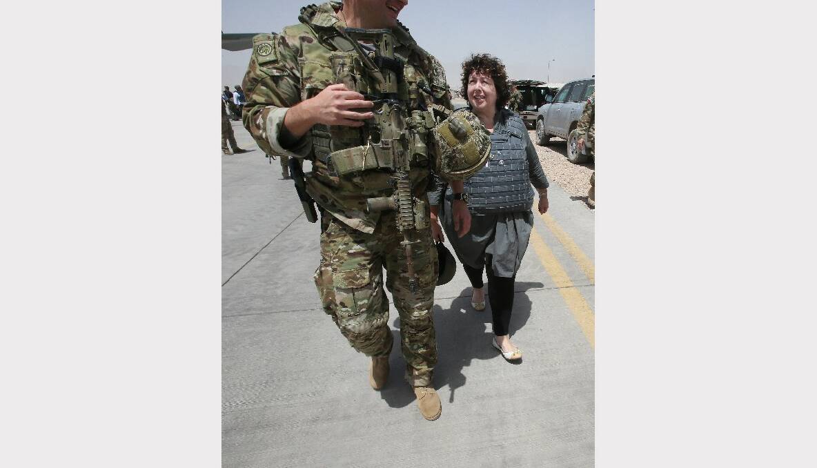 Prime Minister Kevin Rudd and Therese Rein arrive in Afghanistan. Photo: Gary Ramage/pool